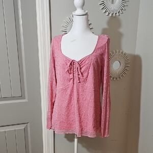 Torrid Pink Long Sleeve Blouse